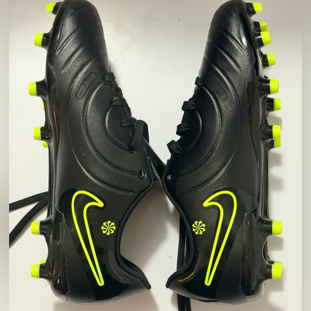 Nike Black Soccer Cleats with Neon Yellow Swoosh and Studs